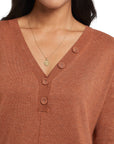 Long Sleeve V-Neck Henley Sweater