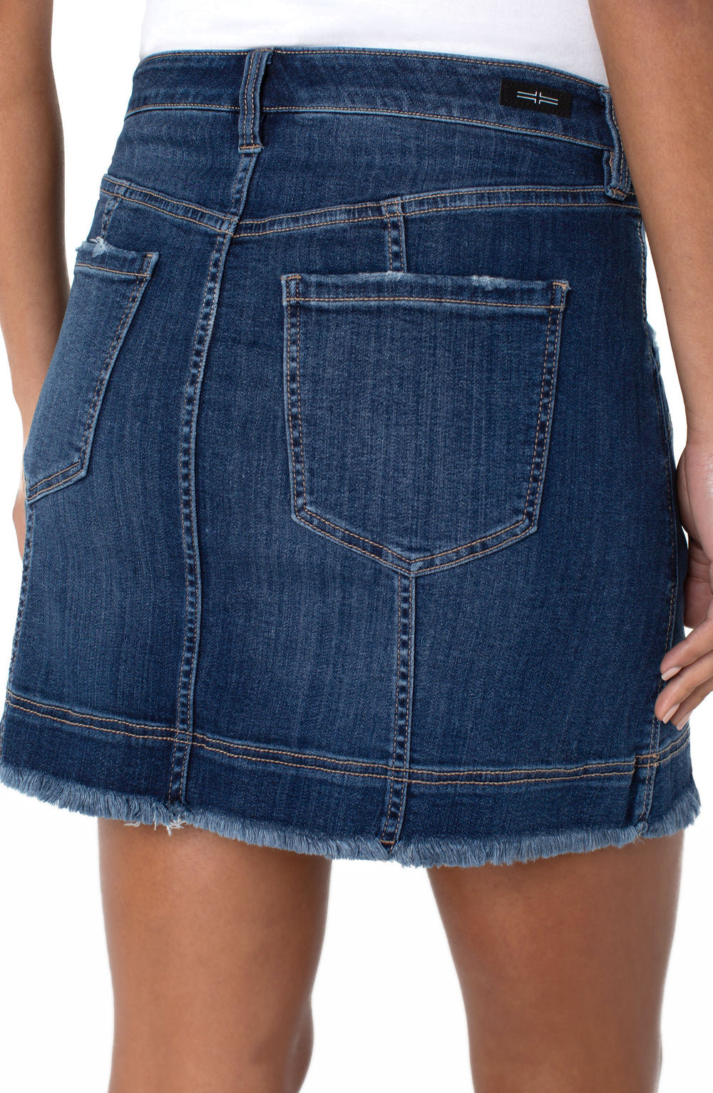 Hi-Rise Frayed Hem Skirt