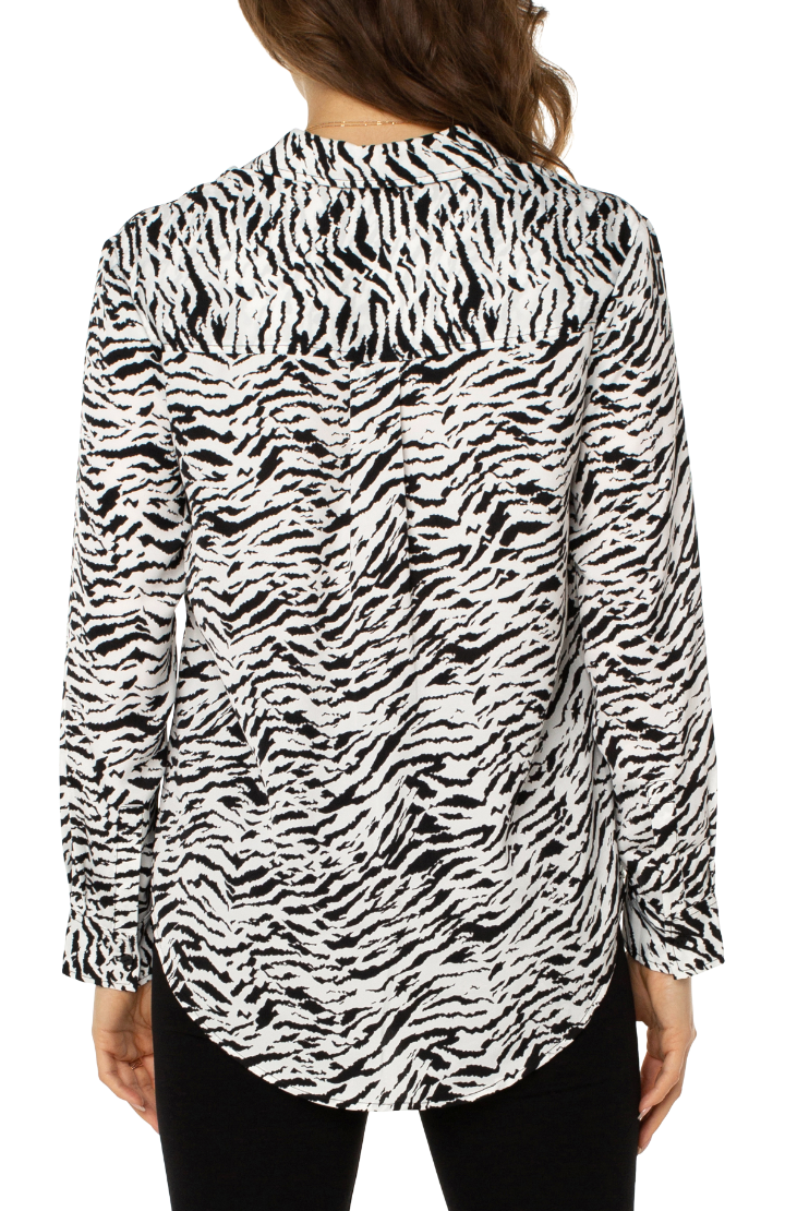 Button Front Woven Shirt - Graphic Animal Print