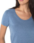 Scoop Neck Short Sleeve Sweater w/Pique - Cauliflower Blue
