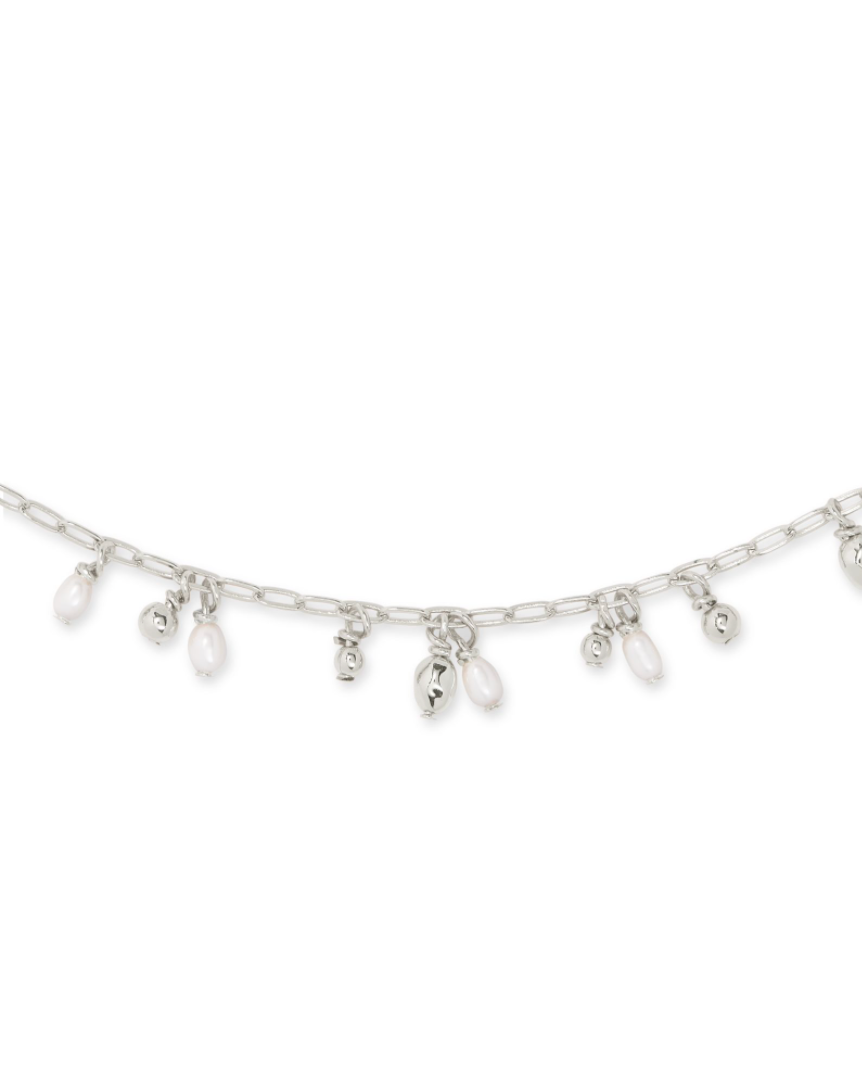 Kendra Scott Mollie Choker Necklace Rhodium White Pearl