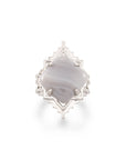 Kendra Scott Cass Cocktail Ring Rhodium Gray Banded Agate Size 9