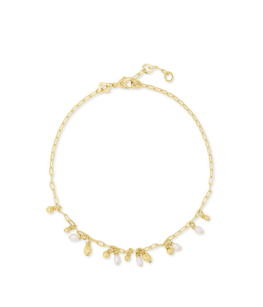 Kendra Scott Mollie Anklet Gold White Pearl