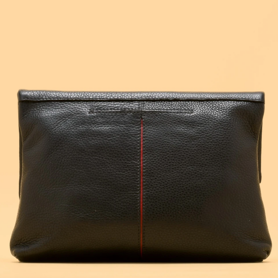 VIP Large - Black with Brushed Gold Hardware and Red Zipper