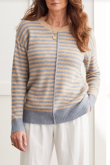 Long Sleeve Sweater w/ Slits - Blue