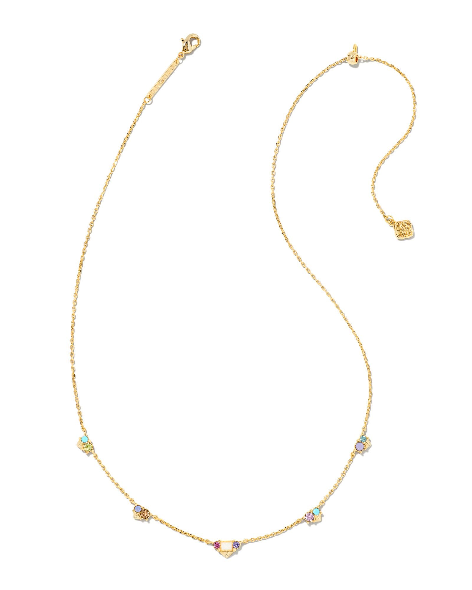 Kendra Scott Devin Crystal Strand Necklace Gold Pastel Mix Crystals