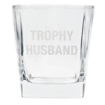 Trophy Husband Rocks Glass