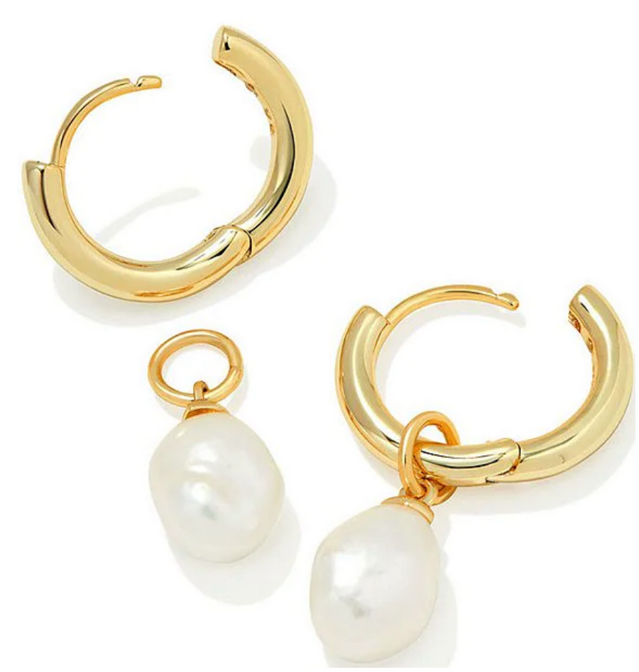 Kendra Scott Willa Huggie Earrings - Gold White Pearl