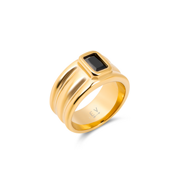 Alisa Triple Band Ring - Gold/Black - Size 8