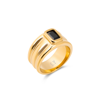 Alisa Triple Band Ring - Gold/Black - Size 7
