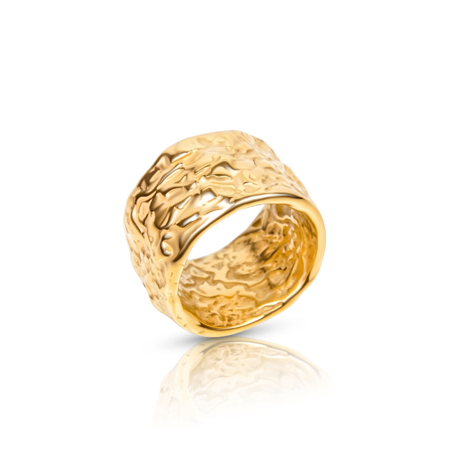 Logan Textured Ring - Gold - 8