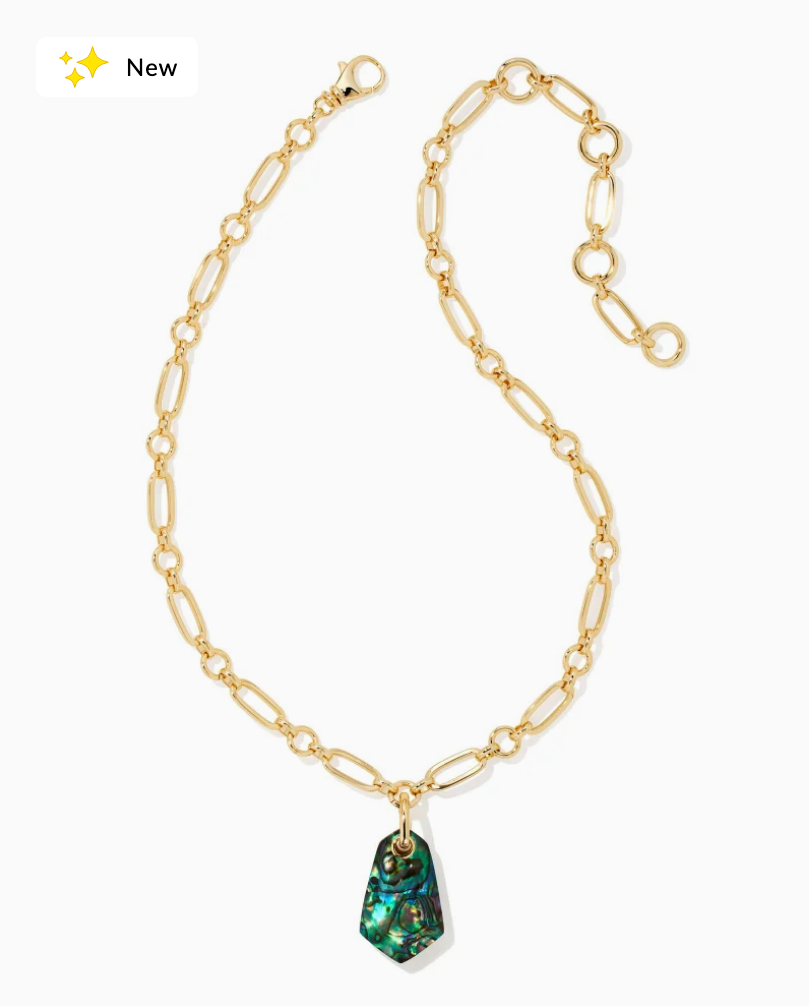 Kendra Scott Ashlyn Long Pendant Necklace - Gold Abalone