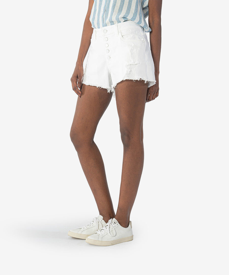 Jane High Rise Short Patch Front w/Expo Button Fray Hem