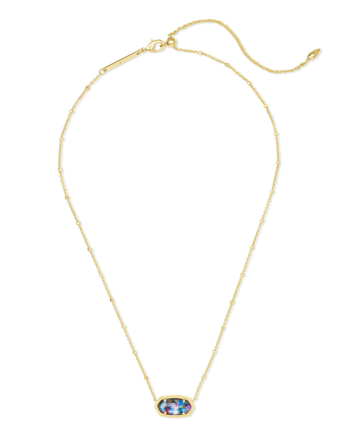 Kendra Scott Elisa Satellite Short Necklace - Gold Teal Tie Dye Illusion