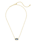 Kendra Scott Elisa Satellite Short Necklace - Gold Teal Tie Dye Illusion
