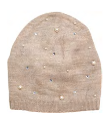 Embellished Pearl Hat - Taupe