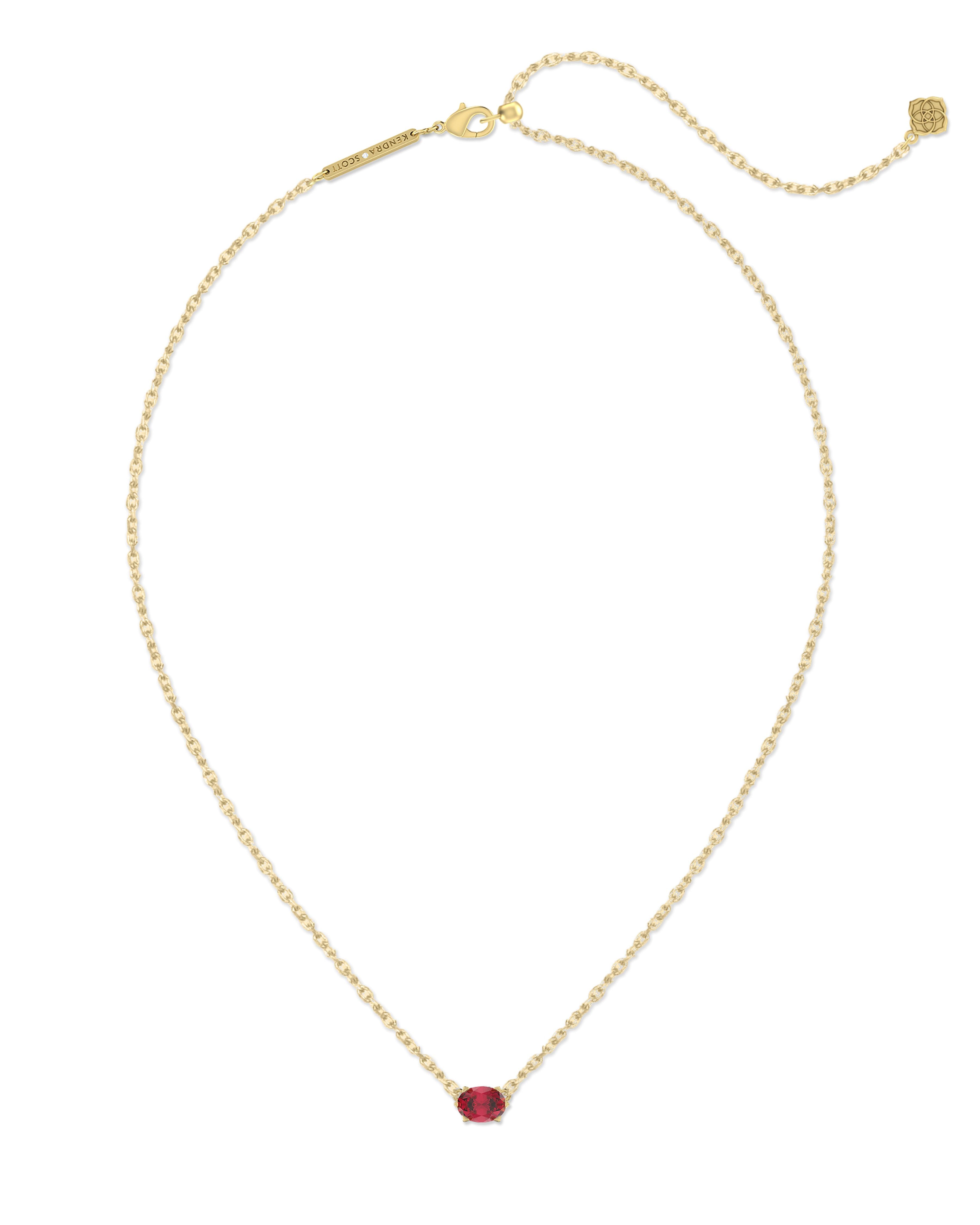 Kendra Scott Cailin Crystal Pendant Necklace Gold Red Crystal