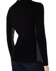 Long Sleeve Cable Twist Neck Wrap Sweater - Black Charcoal