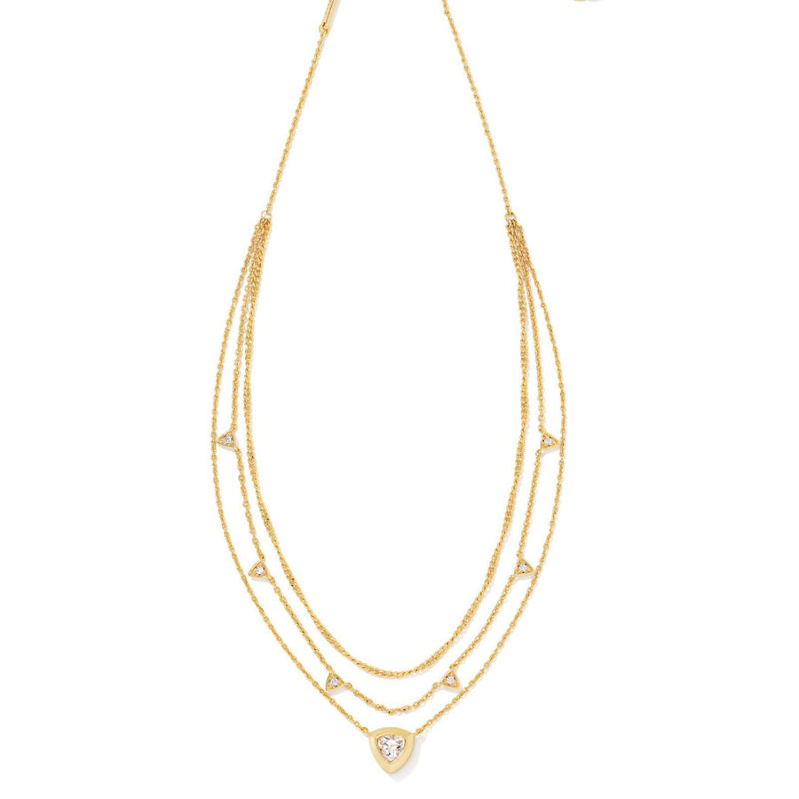 Kendra Scott Arden Multi Strand Necklace Gold White Crystal