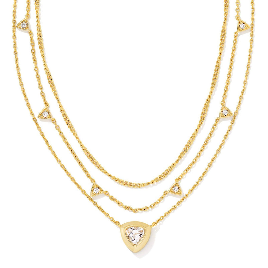 Kendra Scott Arden Multi Strand Necklace Gold White Crystal