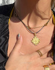 Priya Cross Pendant Cord Necklace - Gold