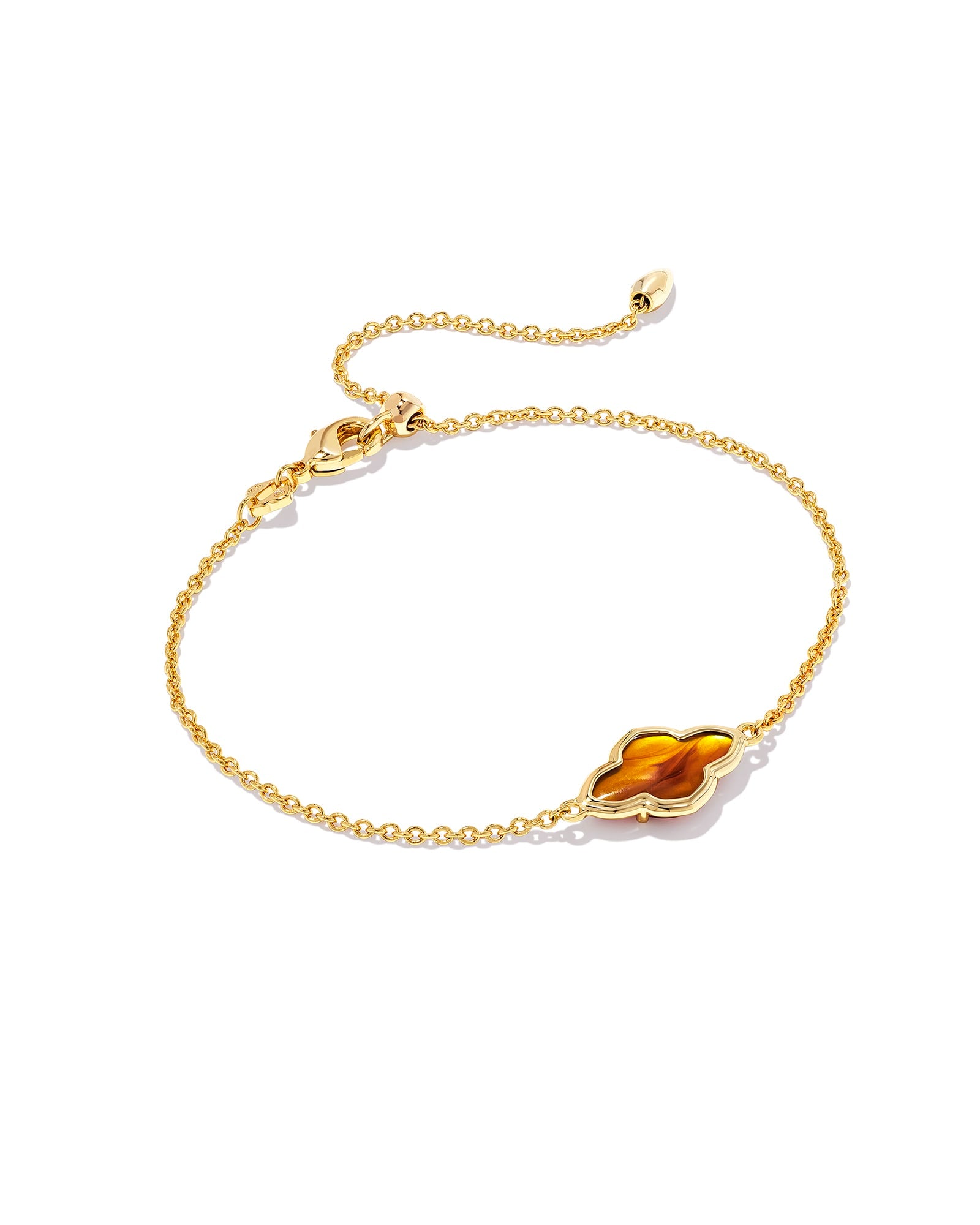 Kendra Scott Framed Abbie Delicate Chain Bracelet Gold Marbled Amber Illusion