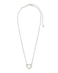 Kendra Scott Ari Heart Crystal Pendant Necklace Rhodium White Crystal