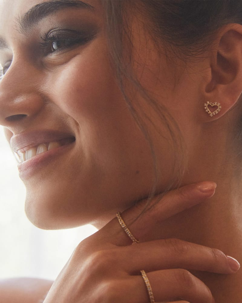 Kendra Scott Ari Heart Crystal Stud Earring Gold White Crystal