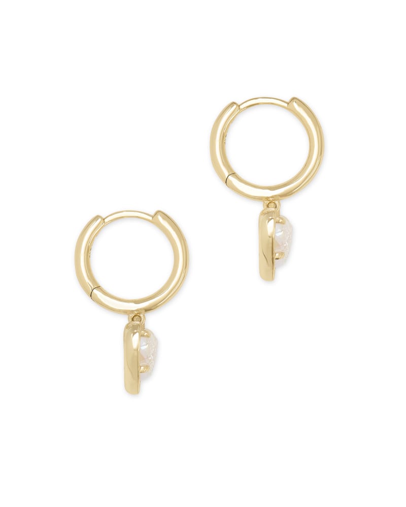 Kendra Scott Ari Heart Huggie Earring - Gold Iridescent Drusy