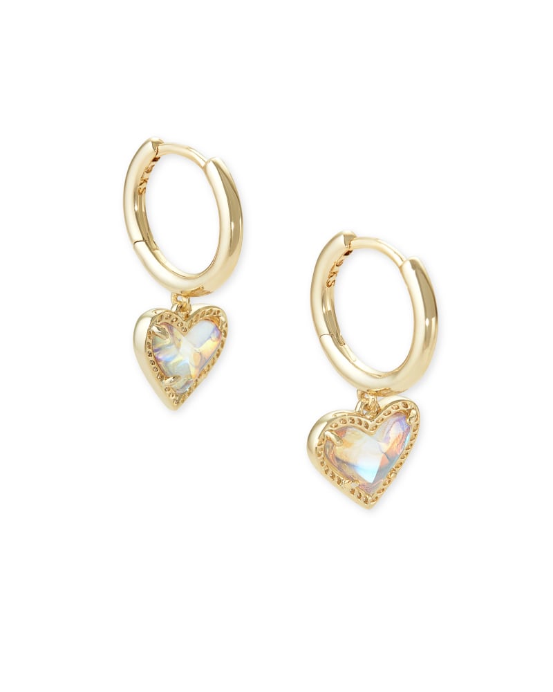 Kendra Scott Ari Heart Huggie Earring - Gold Dichroic Glass
