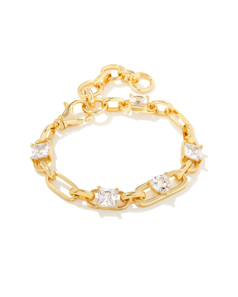 Kendra Scott Blair Jewel Chain Bracelet Gold White Crystal