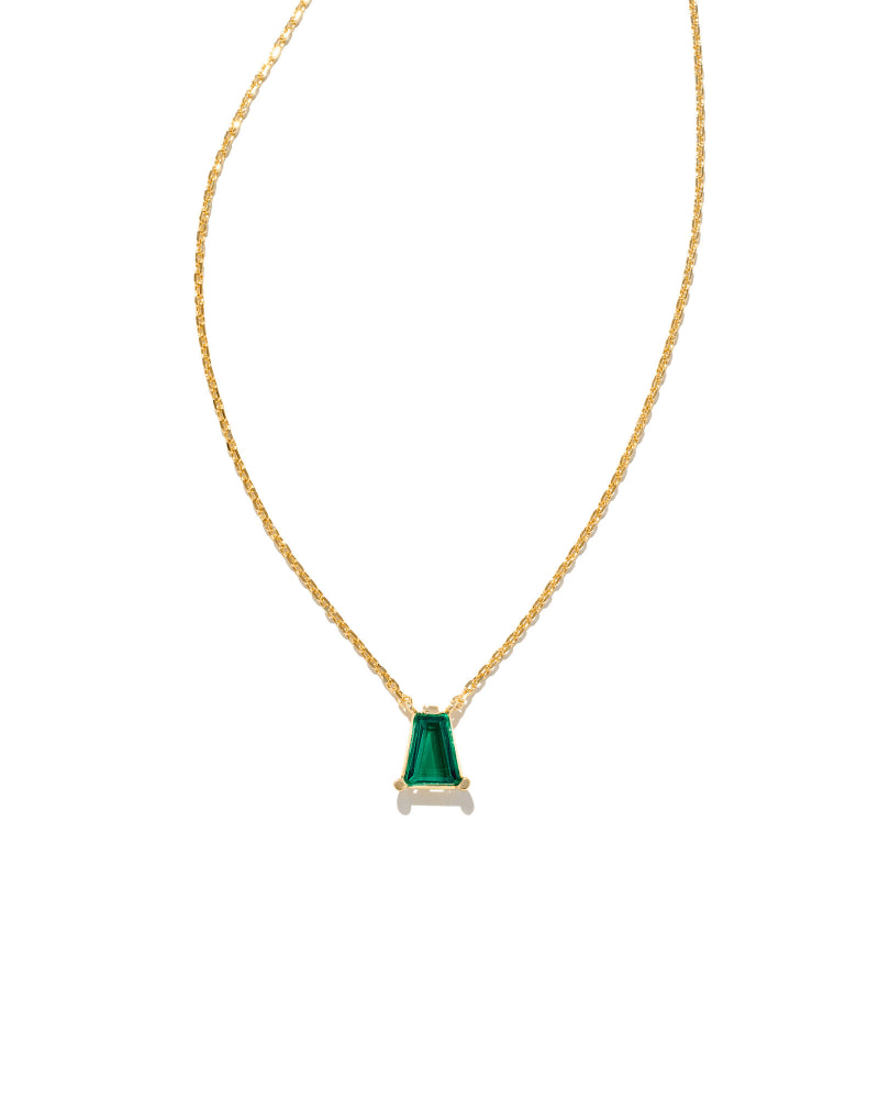 Kendra Scott Blair Pendant Necklace Gold Emerald Crystal