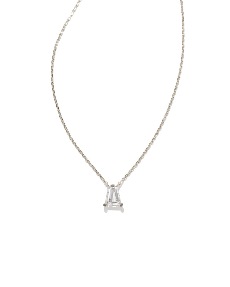 Kendra Scott Blair Pendant Necklace Rhodium White Crystal