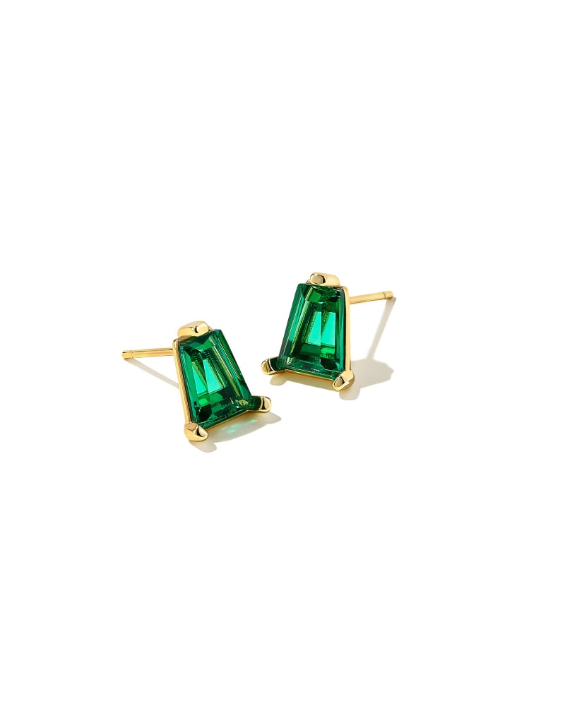 Kendra Scott Blair Stud Earrings Gold Emerald Crystal