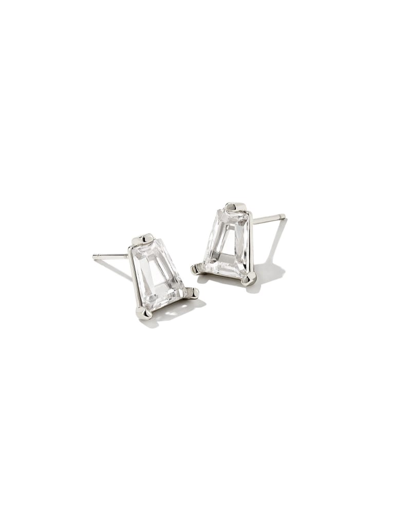 Kendra Scott Blair Stud Earrings Rhodium White Crystal