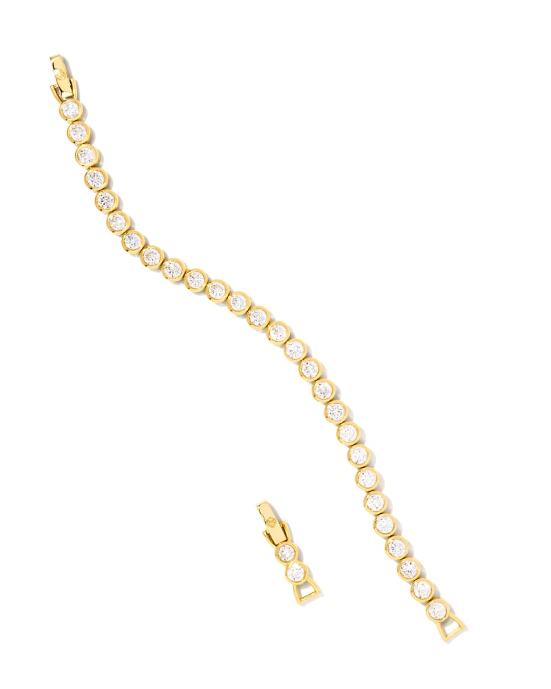 Kendra Scott Carmen Tennis Bracelet Gold Metal White Cubic Zirconia