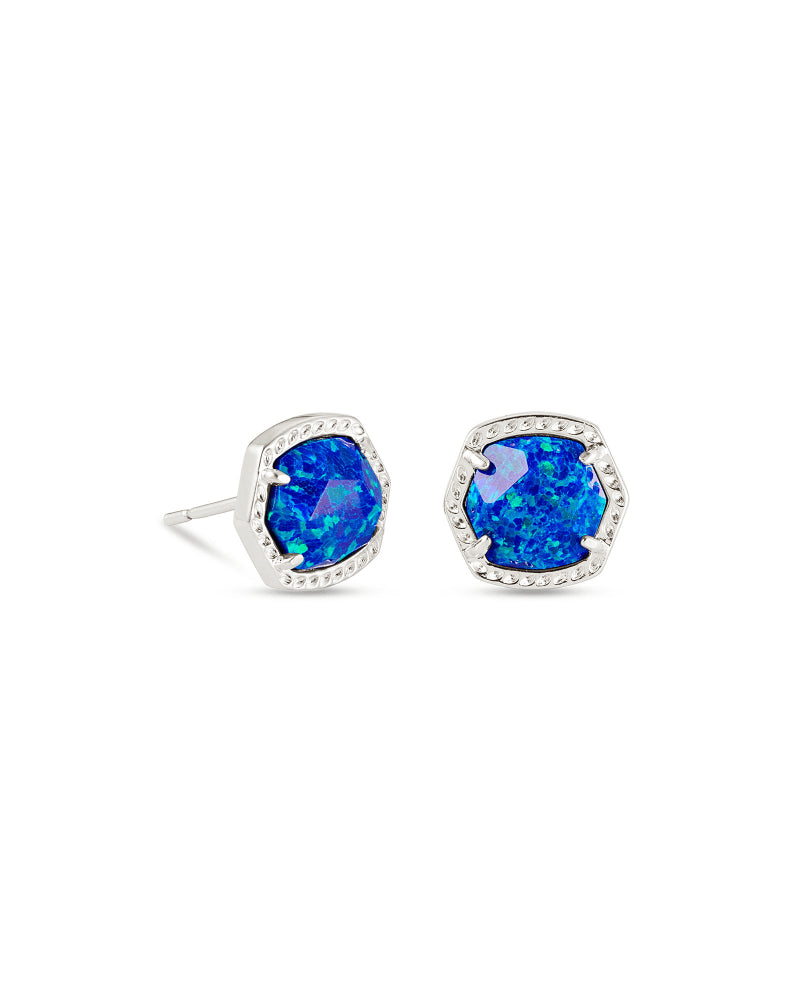 Kendra Scott Davie Stud Earring - Rhodium Royal Blue Opal