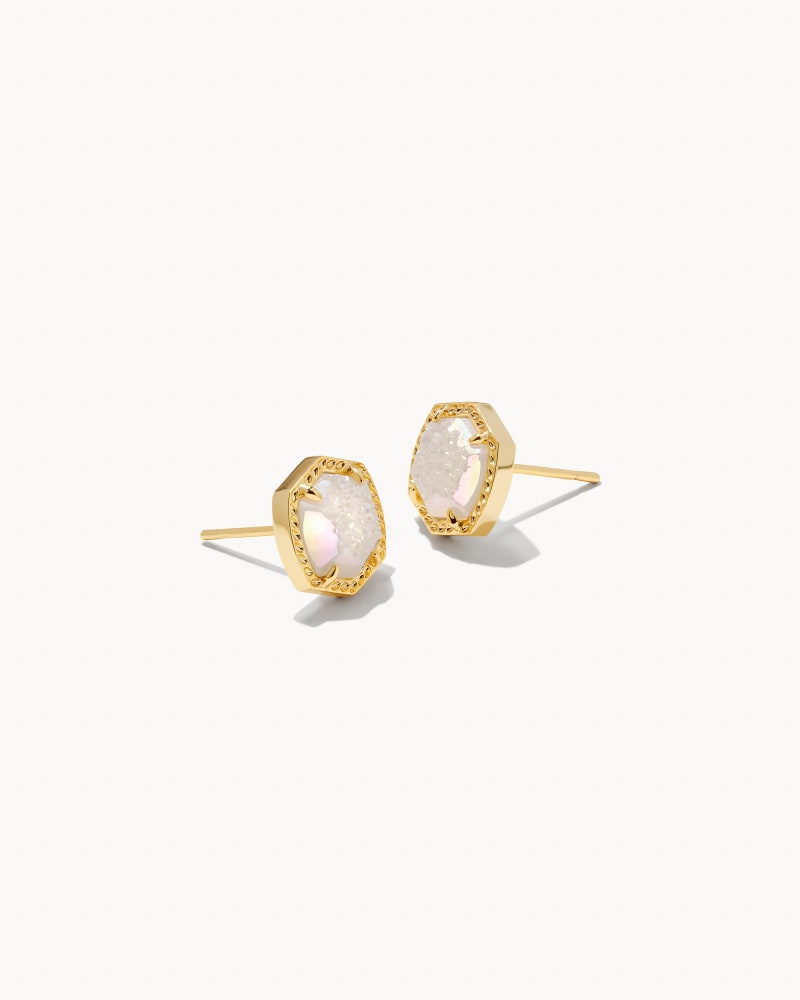 Kendra Scott Davie Stud Earrings Gold/Iridescent Drusy
