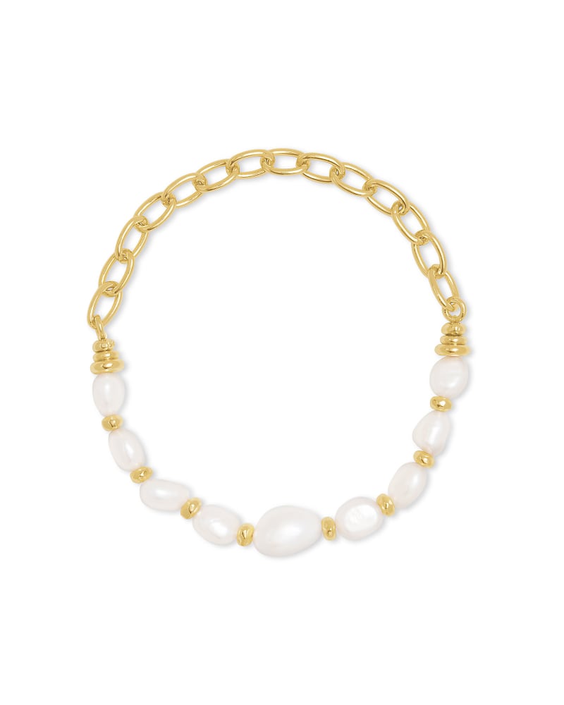 Kendra Scott Demi Stretch Bracelet - Gold White Baroque Pearl