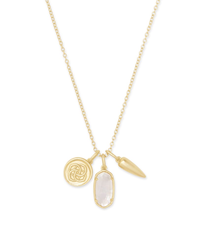 Kendra Scott Dira Coin Charm Necklace Gold Ivory Mother Of Pearl