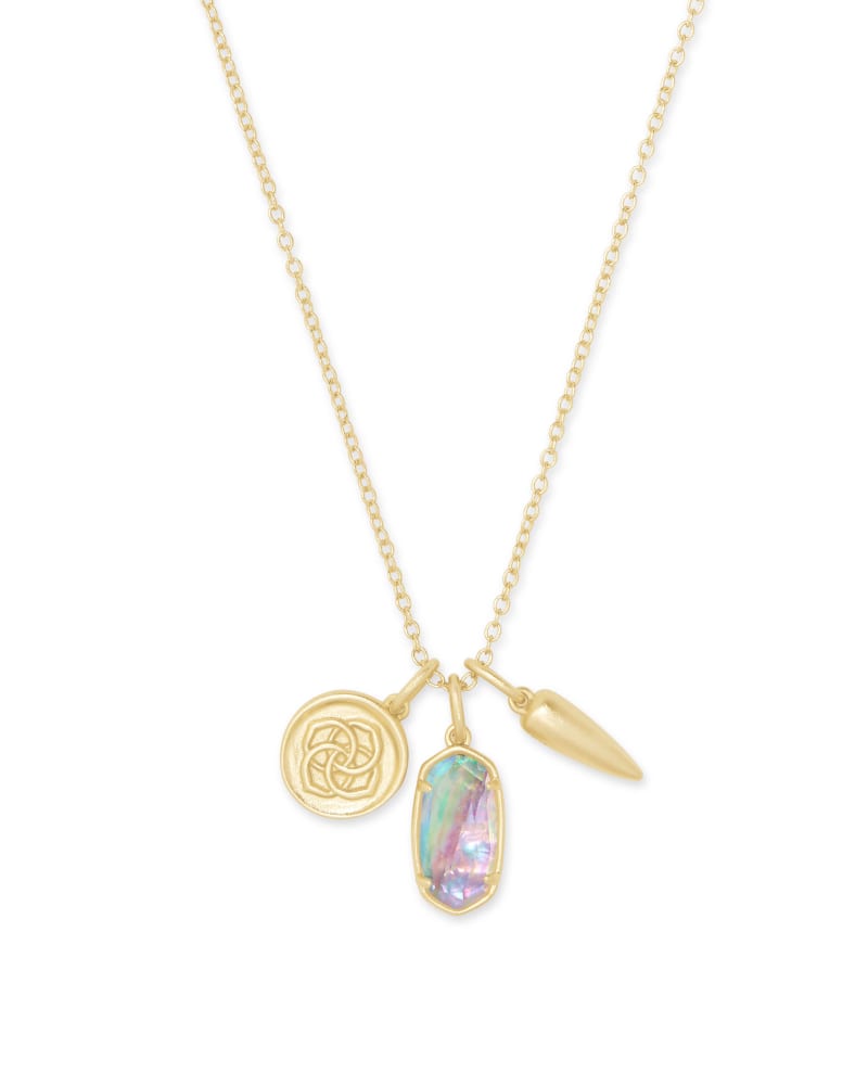 Kendra Scott Dira Coin Charm Necklace Gold Lilac Abalone