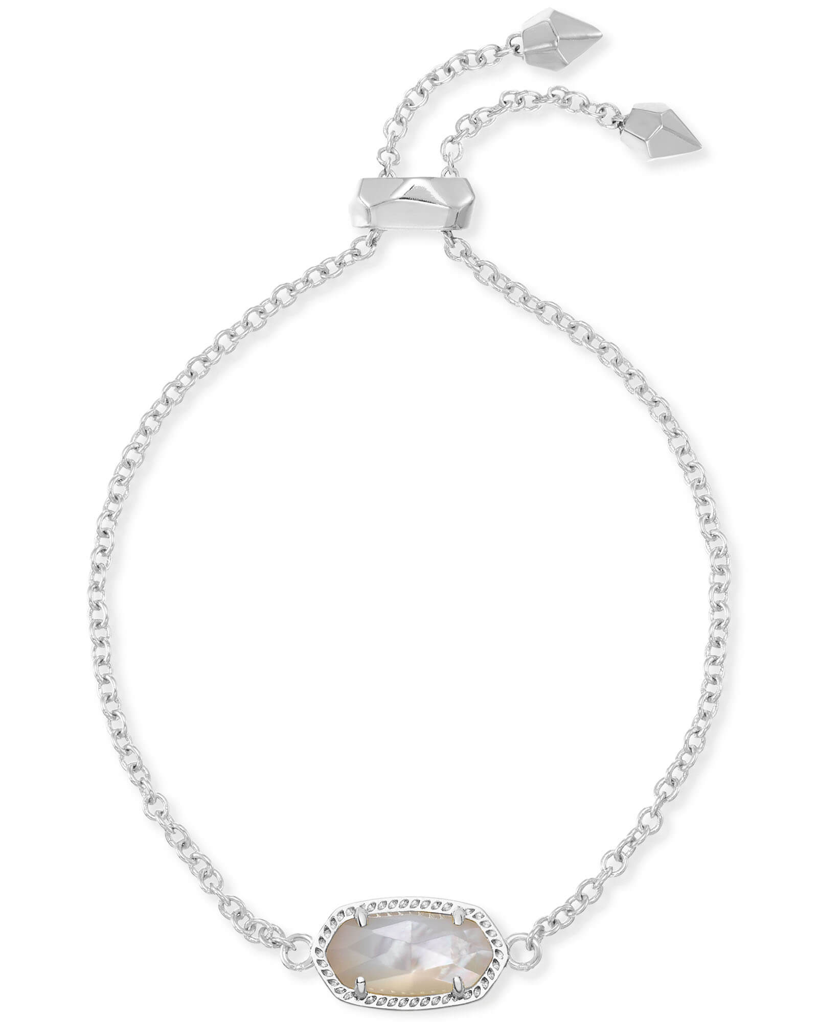 Kendra Scott  Elaina Delicate Chain Bracelet Rhodium Ivory Mother Of Pearl