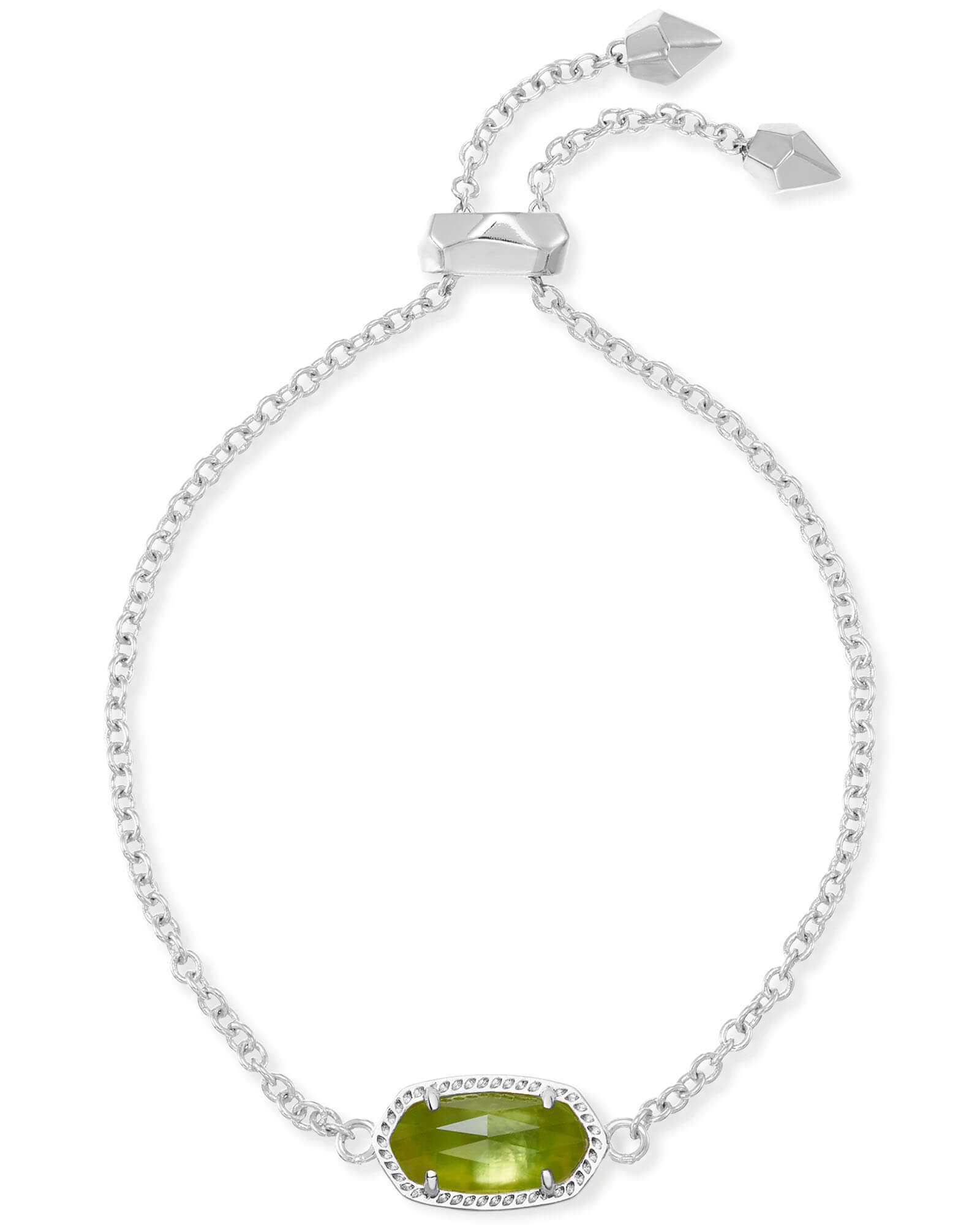Kendra Scott  Elaina Delicate Chain Bracelet Rhodium Peridot Illusion