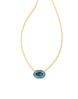 Kendra Scott Elisa Crystal Frame Short Pendant Necklace Gold Sea Blue Illusion