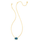 Kendra Scott Elisa Crystal Frame Short Pendant Necklace Gold Sea Blue Illusion