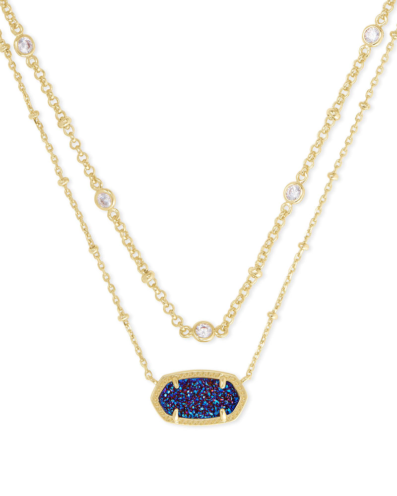 Kendra Scott Elisa Multi Strand Necklace - Gold Indigo Blue Drusy