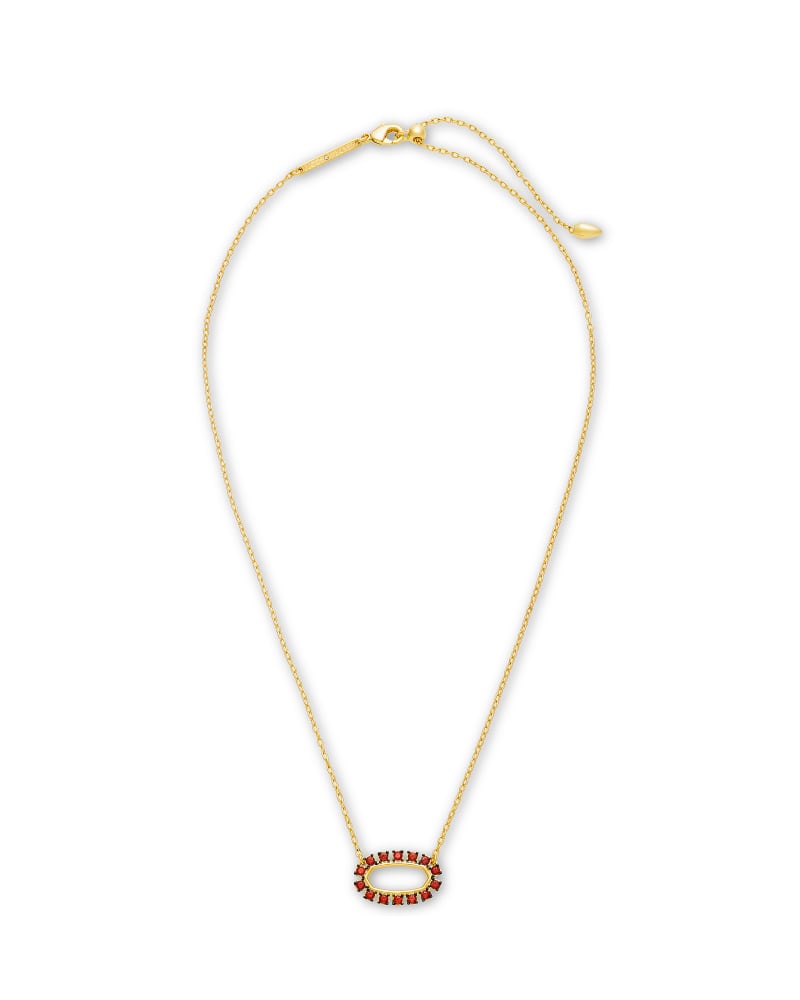 Kendra Scott Elisa Open Frame Necklace Gold Burgundy Crystal