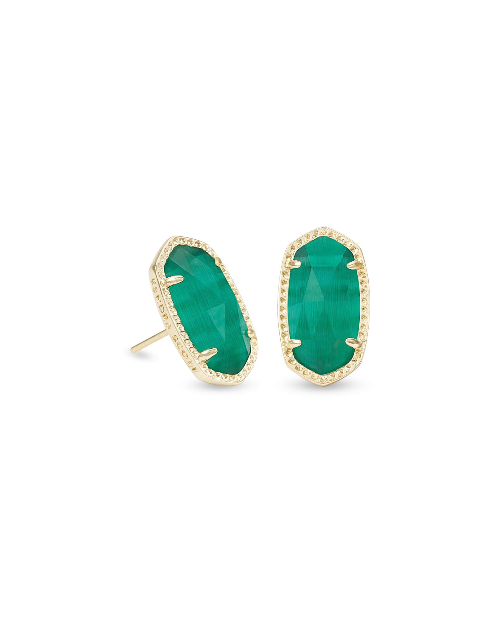 Kendra Scott  Ellie Stud Earrings Gold Emerald Cats Eye