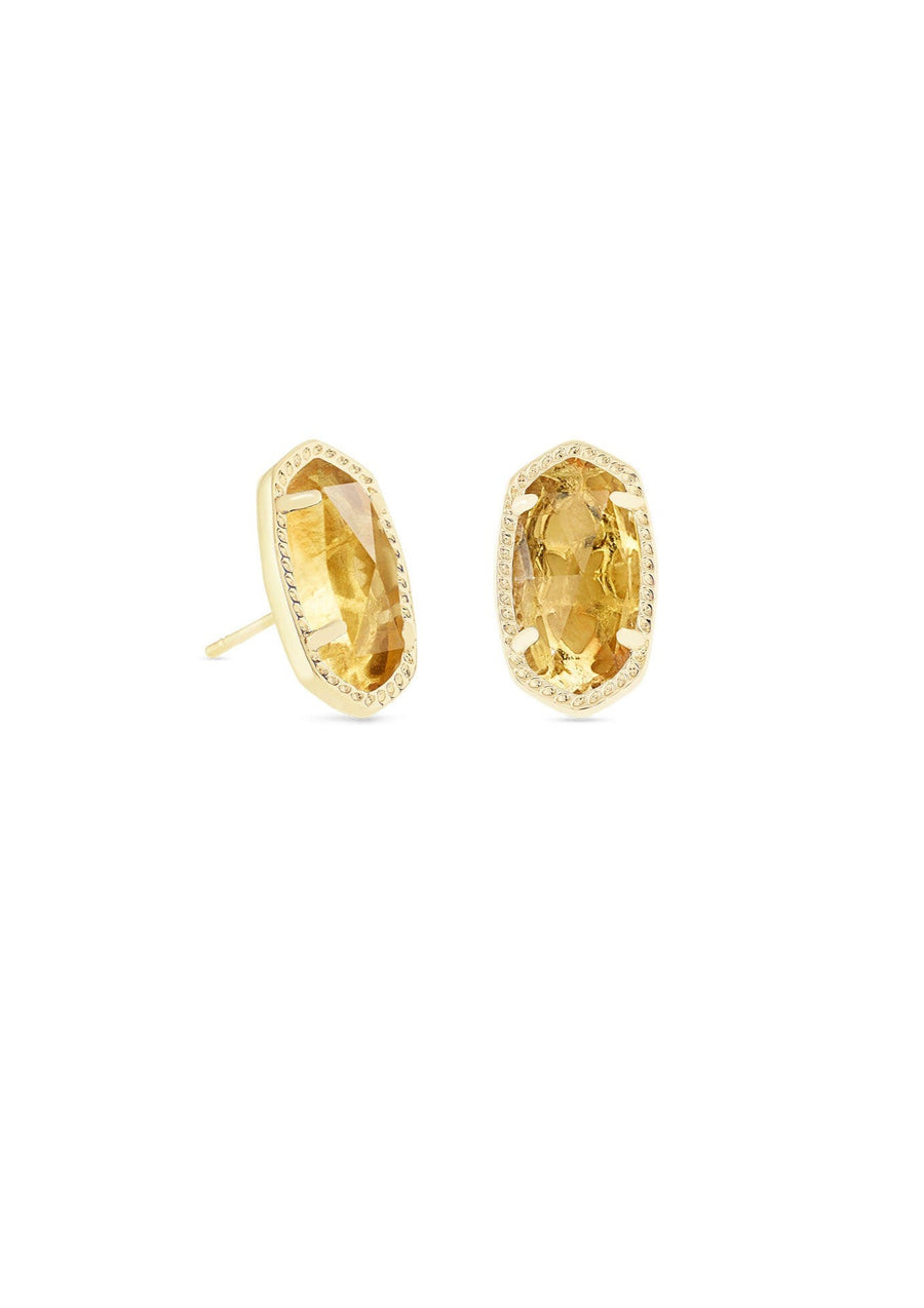 Kendra Scott Ellie Stud Earrings - Gold Orange Citrine Quartz