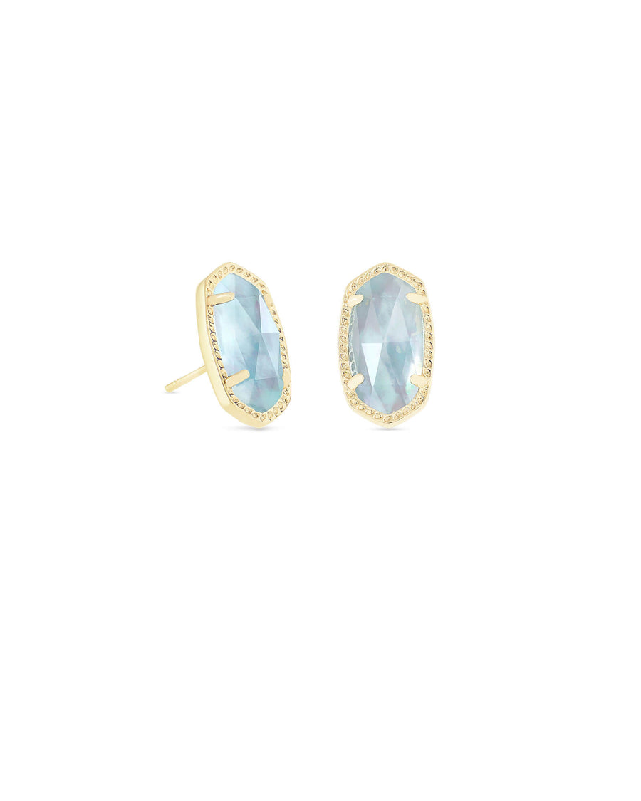 Kendra Scott Ellie Stud Earrings - Gold Light Blue Illusion
